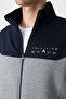 Gray Melange - Navy Blue Stand Collar Color Gradient Men's Tracksuit Set with Fleece Inside - 85186 - 3