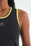 Black Logo Printed Standard Fit Women's Sports Undershirt with Bias Stripes - 97255 - 6