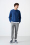 Grey Melange Lace-up Narrow Leg Men's Tracksuit Bottom - 84999 - 2