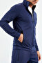 Indigo Mock Neck Zip-Up Standard Fit Cuffed Men's Tracksuit Set - 85160 - 5