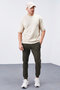 Khaki Zipper Pocketed Narrow Mold Jogger Men's Tracksuit Bottom - 84343