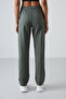Khaki High Waisted Pocketed Comfortable Form Classic Leg Women's Tracksuit Bottom - 94584 - 5