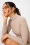 Beige Camisole Knitwear Slim Fit Turtleneck Women's Dress - 97117 - 5