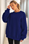 Women's Crew Neck Basic Oversize Sweatshirt Cobalt Blue - 5