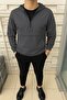 Men's Zippered Unlined Kangaroo Pocket Smoked Raincoat - 4