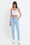 Women's Elastic Waist 2 Thread Knitted Jogger Sweatpants Light Blue - 6