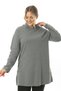 Women's Large Size Slit Detailed Soft Quality Hooded Tunic - 6