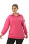 Women's Large Size Three Thread Raised Zippered Sweatshirt