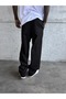 Black Gabardine Fabric Baggy Trousers - 3