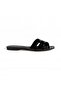 Rosalie black genuine leather women's flat slipper