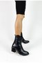 Genuine Leather Black Color Zippered Thick Heel Pointed Toe 36-37-38-39-40 Size Women's Boots - 6