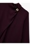 Metal-Accented Asymmetrical Neck Long Sleeve Blouse - 5