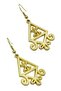 Caucasian Circassian Motif Triangle Matte Gold Look Earrings - 3