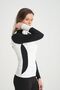 Black Color White Long Back Trim Zippered Rider Women's T-Shirt - 7