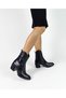 Genuine Leather Black Color Zippered Thick Heel Pointed Toe 36-37-38-39-40 Size Women's Boots - 2