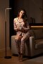Women's Long Sleeve Buttoned Pajama Set Beige 100% Cotton - 2