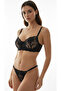 Women's Black Embroidered Floral Lingerie Set