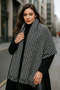 Women's Black Houndstooth Patterned Scarf - Shawl 70x180 Cm Sal1220 - 4
