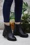 42831 Black Genuine Leather Fur Lined Non-Slip Sole Women's Boots - 6
