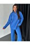 Half-Thigh Ribbed Knitwear Set - Blue - 6