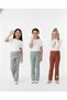 Girl's 3-Piece Flexible Comfortable Daily High Waist Corded Fabric Green Tile Gray Leggings - 3