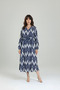 Wrapped Fabric Waist-Sitting Patterned Dress 2Xl-6Xl