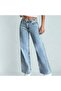 Women's Light Blue High Waist Wide Leg Denim Pants Jeans - 2
