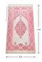 Luxury Light Color Ottoman Chenille Prayer Rug with Prayer Beads Gift Fuchsia