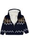 Ethnic Patterned Cardigan with Fleece Inside for Ages 2-5 - Navy Blue 4-5 Years - 2
