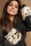Plush Faux Fur Oversleeve Fluffy Cuff Wristband - Vegan Lynx Ecru - 8