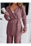 Rose Color Tricot Suit with Cord - 3