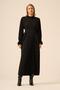 Women's Comfortable Fit Pleated Chiffon Dress Black 31019