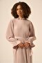 Women's Comfortable Fit Pleated Chiffon Dress Beige 31019 - 2