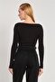 Women's boat neck long sleeve bodysuit - black - 5