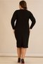 Women's Plus Size Square Neck Front Slit Long Sleeve Stretchy Midi Length Crepe Woven Dress - 8