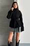 Women's Belted Pocketed Tie-Detail Mock Neck Melton Coat - 2