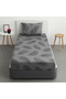 Single Gray Feather Pattern Elastic Sheet Set - 3