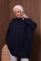 Women's Mock Neck Basic 80cm Loose Oversized Knitwear Tunic 3132 - 7