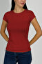 Women's Short Sleeve Crew Neck Body Burgundy - 9