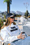 Women's Travel Obsessed Printed Relaxed Karyoka Stitched Hooded Sweatshirt Khaki