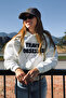 Women's Travel Obsessed Printed Relaxed Karyoka Stitched Hooded Sweatshirt Khaki - 3