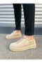 Jy502 Bold Lace-Up Men's Sneaker - Suede Cream - 4