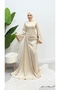 Bell Sleeve Tailed Satin Modest Evening Gown - 3