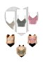 3-Piece Crop Set with Straps, Lace, Padded Bustier Bralette, 95% Cotton (1- Khaki-Green, 1-Pink, 1-Stone Color) - 2