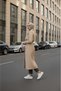 Light Beige - 100% Cotton Long (110cm) Lined Women's Hijab Trench Coat 1111-Tes - 5