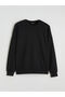 Alita City Farkıyla Xside Black Oval Collar Oversized Women's Sweatshirt - 5