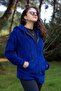 Women's Cobalt Blue Dark Blue Plush Thick Zippered Hooded Pocket Jacket 23KCKTMY50 - 3