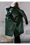 Long Leather Effect Coat - 4