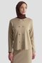 New Season Knitwear Buttoned Blouse Elastic Waist Pencil Skirt Bottom-Top Set - 3