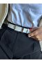 Knot Classic Square Patterned Women's Silver Buckle Belt Coat Belt Dress Belt Trouser Belt